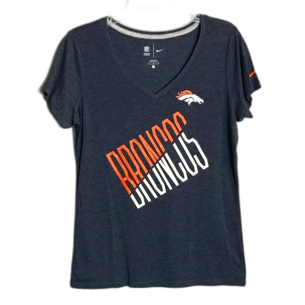 Nike NFL Denver Broncos Short Sleeve Blue Orange Tee Women's L